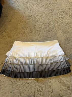 Lucky in Love White to Gray Pleated Tiered Mini Skirt